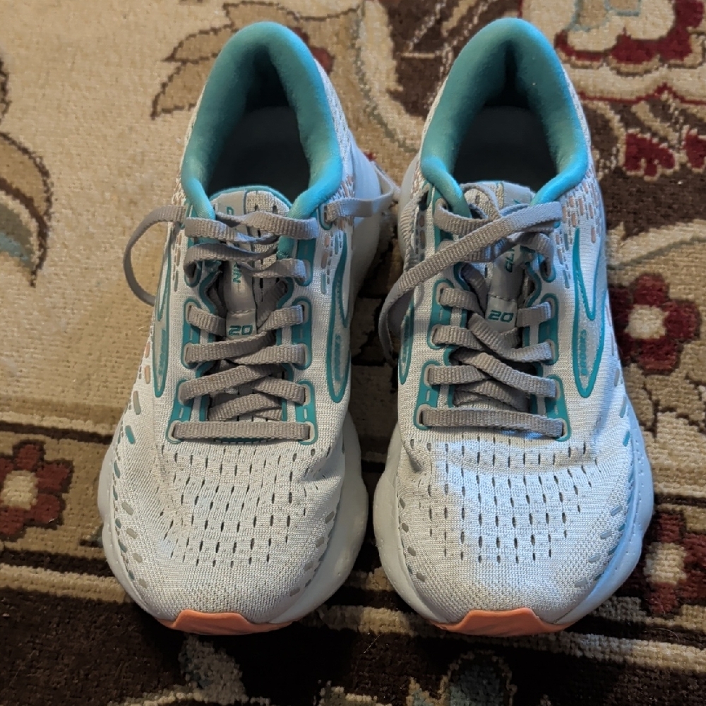 Brooks Women's White and Teal Athletic Running Shoes